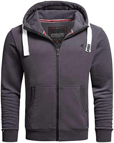 ALESSANDRO SALVARINI Herren Sweatjacke Kapuzenjacke Warmer Hoodie Sweater [AS-314-Anthrazit-Gr.L] von ALESSANDRO SALVARINI