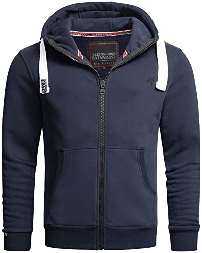ALESSANDRO SALVARINI Herren Sweatjacke (S-3XL) mit Kapuze - Leicht, Atmungsaktiv, Kapuzenpullover mit Reißverschluss Männer - AS-314 Navy Small von ALESSANDRO SALVARINI