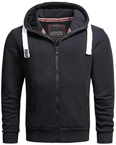 ALESSANDRO SALVARINI Herren Sweatjacke Kapuzenjacke Warmer Hoodie Sweater [AS-314-Schwarz-Gr.3XL] von ALESSANDRO SALVARINI