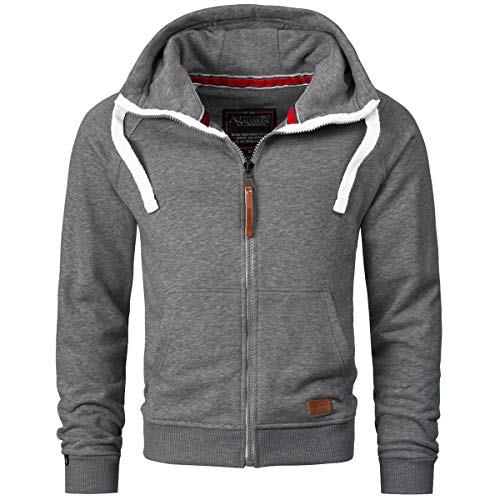 ALESSANDRO SALVARINI Herren Sweatjacke Kapuzenpullover Jacke Kapuze Hoodie Sweater AS192 [AS-192-Grau-Gr.XXL] von ALESSANDRO SALVARINI