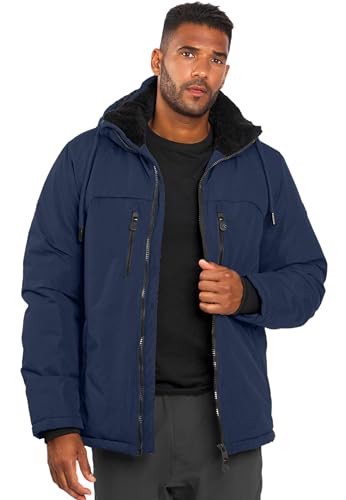 ALESSANDRO SALVARINI Herren Winter Jacke warm Winterjacke Teddyfell Kapuze AS-332 [AS-332-Navy-Gr.3XL] von ALESSANDRO SALVARINI