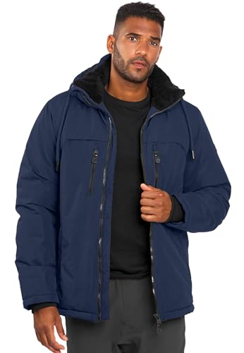 ALESSANDRO SALVARINI Herren Winter Jacke warm Winterjacke Teddyfell Kapuze AS-332 [AS-332-Navy-Gr.XXL] von ALESSANDRO SALVARINI