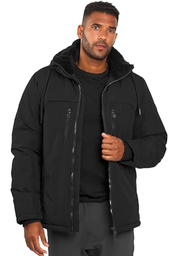 ALESSANDRO SALVARINI Herren Winter Jacke warm Winterjacke Teddyfell Kapuze AS-332 [AS-332-Schwarz-Gr.S] von ALESSANDRO SALVARINI