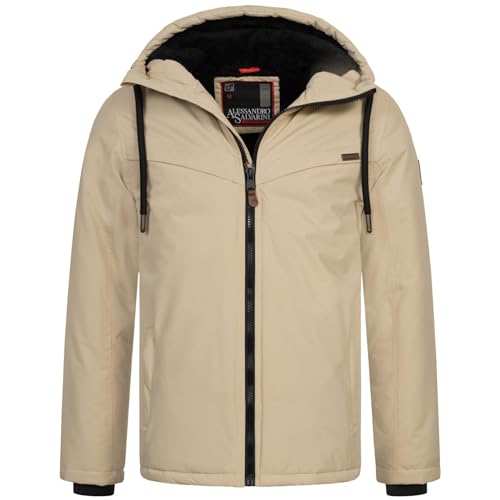 ALESSANDRO SALVARINI Herren Winter Jacke warm mit Kapuze AS-331 [AS-331-Beige-Gr.L] von ALESSANDRO SALVARINI