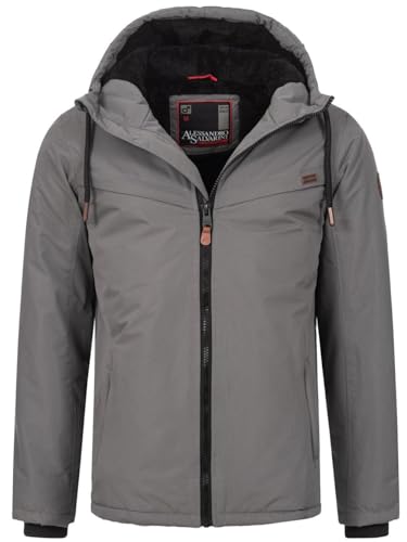 ALESSANDRO SALVARINI Herren Winter Jacke warm mit Kapuze AS-331 [AS-331-Dunkelgrau-Gr.L] von ALESSANDRO SALVARINI