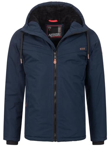 ALESSANDRO SALVARINI Herren Winter Jacke warm mit Kapuze AS-331 [AS-331-Navy-Gr.L] von ALESSANDRO SALVARINI