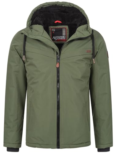 ALESSANDRO SALVARINI Herren Winter Jacke warm mit Kapuze AS-331 [AS-331-Olive-Gr.XXL] von ALESSANDRO SALVARINI