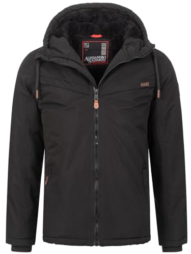 ALESSANDRO SALVARINI Herren Winter Jacke warm mit Kapuze AS-331 [AS-331-Schwarz-Gr.L] von ALESSANDRO SALVARINI