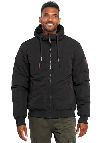 ALESSANDRO SALVARINI Herren Winterjacke (S-3XL) mit Kapuze - Teddyfleece innen komplett, Winddicht, Warme Jacke Männer - AS-320 Schwarz XXX-Large von ALESSANDRO SALVARINI