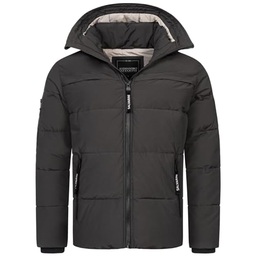 ALESSANDRO SALVARINI Herren Winterjacke gesteppte Winter Jacke warm Kapuze AS-334 [AS-334-Dunkelgrau-Gr.XL] von ALESSANDRO SALVARINI