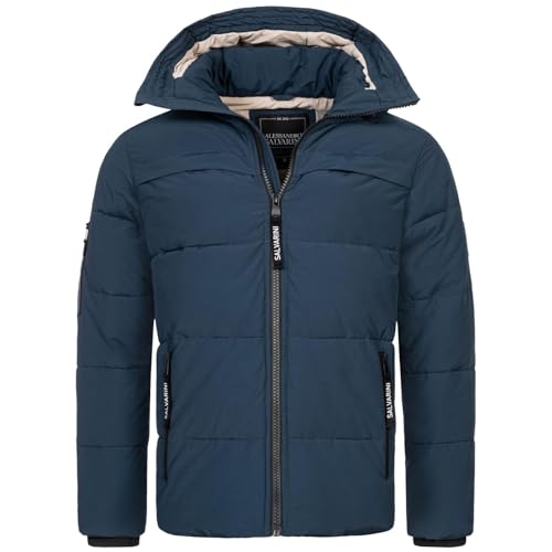 ALESSANDRO SALVARINI Herren Winterjacke gesteppte Winter Jacke warm Kapuze AS-334 [AS-334-Navy-Gr.3XL] von ALESSANDRO SALVARINI