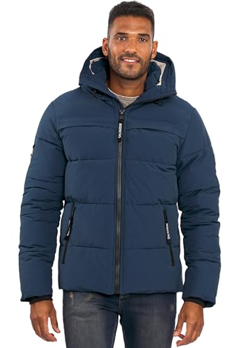 ALESSANDRO SALVARINI Herren Winterjacke (S-3XL) - Leicht, Wasserabweisend, 7 Taschen, Steppjacke mit Kapuze, Warme Jacke Männer - AS-334 Navy Large von ALESSANDRO SALVARINI