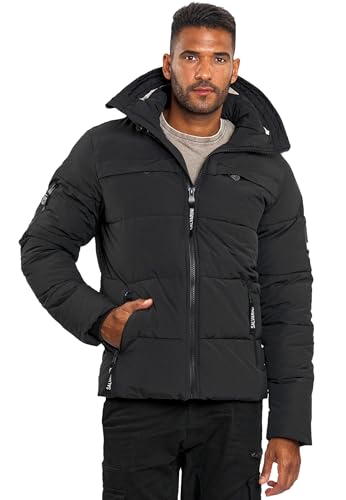 ALESSANDRO SALVARINI Herren Winterjacke (S-3XL) - Leicht, Wasserabweisend, 7 Taschen, Steppjacke mit Kapuze, Warme Jacke Männer - AS-334 Schwarz Large von ALESSANDRO SALVARINI