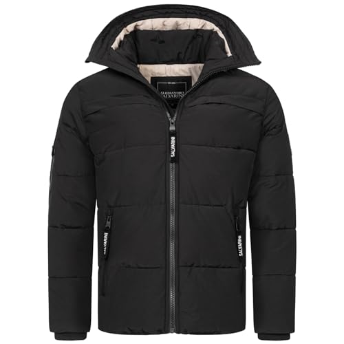 ALESSANDRO SALVARINI Herren Winterjacke gesteppte Winter Jacke warm Kapuze AS-334 [AS-334-Schwarz-Gr.XL] von ALESSANDRO SALVARINI