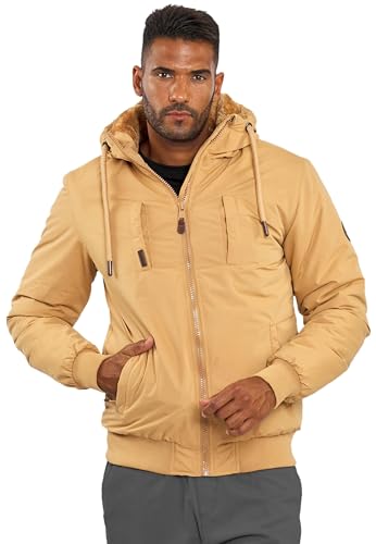 ALESSANDRO SALVARINI Herren Winterjacke (S-3XL) mit Kapuze - Teddyfleece innen komplett, Winddicht, Warme Jacke Männer - AS-320 Coffee XX-Large von ALESSANDRO SALVARINI