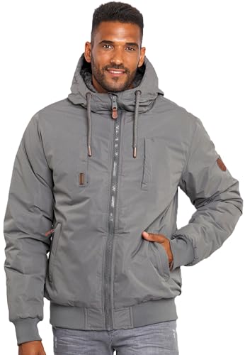 ALESSANDRO SALVARINI Herren Winterjacke mit Kapuze Teddyfell AS320 [AS-320 - Dunkelgrau - Größe L - Gr. L] von ALESSANDRO SALVARINI