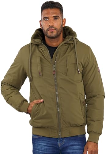 ALESSANDRO SALVARINI Herren Winterjacke mit Kapuze Teddyfell AS320 [AS-320 - Olive - Größe L - Gr. L] von ALESSANDRO SALVARINI