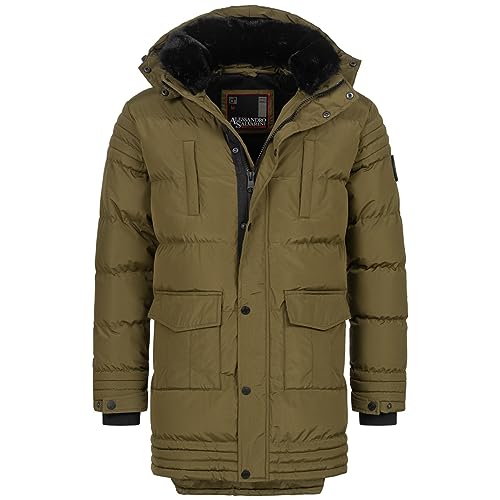 ALESSANDRO SALVARINI Warme Herren Designer Winter Jacke Parka lang AS285 [AS-285-Dark-Olive-Gr.L] von ALESSANDRO SALVARINI