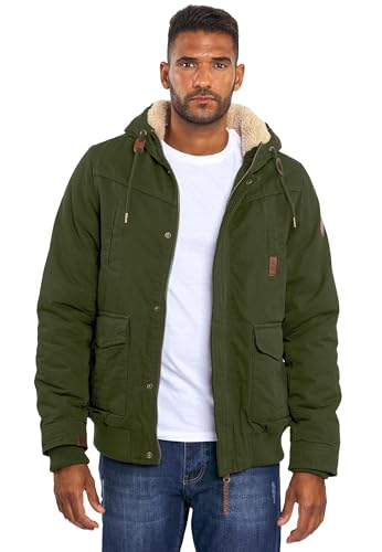 ALESSANDRO SALVARINI Herren Winterjacke (S-3XL) - 100% Baumwolle Obermaterial, Teddyfell innen komplett, Warme Jacke Männer - AS-287 Olive Small von ALESSANDRO SALVARINI