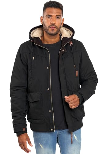 ALESSANDRO SALVARINI Herren Winterjacke (S-3XL) - 100% Baumwolle Obermaterial, Teddyfell innen komplett, Warme Jacke Männer - AS-287 Schwarz Medium von ALESSANDRO SALVARINI