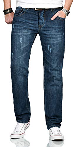 Alessandro Salvarini Designer Herren Jeans Hose Basic Jeanshose gerades Bein Comfort Fit, 32W / 32L, Mittelblau von ALESSANDRO SALVARINI