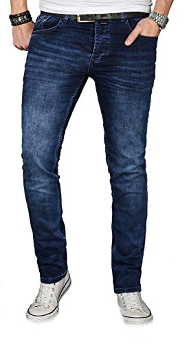 Alessandro Salvarini Designer Herren Jeans Hose Regular Slim Fit Jeanshose Basic Stretch [AS-054 - W31 L32] , Dunkelblau Effect von ALESSANDRO SALVARINI