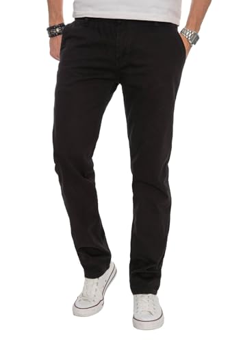 Alessandro Salvarini Herren Designer Chino Stoff Hose Chinohose Regular Fit AS016, 32W / 34L, Schwarz von ALESSANDRO SALVARINI