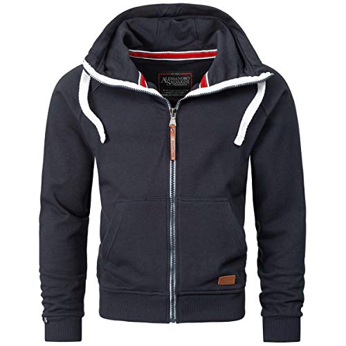 Alessandro Salvarini Herren Sweatjacke Kapuzenpuover Jacke Kapuze Hoodie Sweater, L, Navy von ALESSANDRO SALVARINI