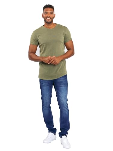 Herren Designer Sommer Shirt Rundhals Kurzarm T-Shirt AS318 [AS-318-Olive-Gr.L] von ALESSANDRO SALVARINI