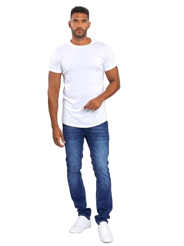 Herren Designer Sommer Shirt Rundhals Kurzarm T-Shirt AS318 [AS-318-Weiss-Gr.XXL] von ALESSANDRO SALVARINI