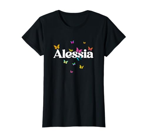 Alessia - Schöner Mädchen Name mit bunten Schmetterlingen T-Shirt Alessia - Schöner Mädchen Name mit bunten Schmetterlingen T-Shirt von ALESSIA Tochter Enkel Geburtstag Geschenkideen