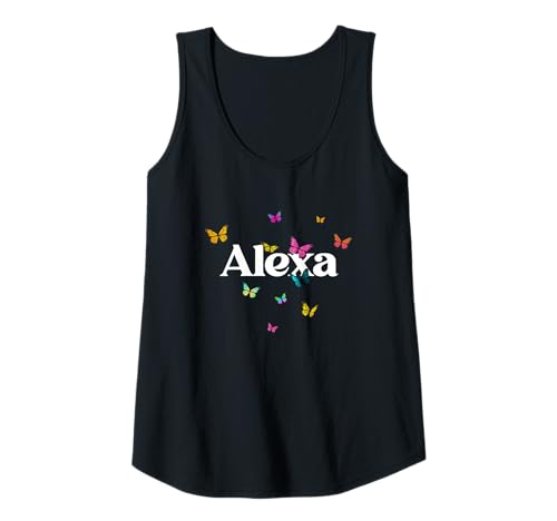 Damen Alexa - Schöner Mädchen Name mit bunten Schmetterlingen Tank Top von ALEXA Tochter Enkel Geburtstag Geschenkideen