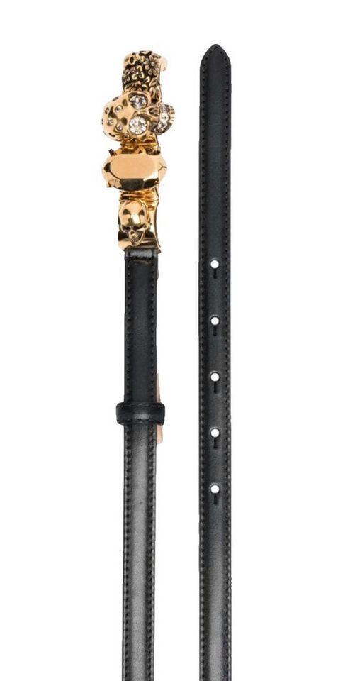ALEXANDER MCQUEEN Ledergürtel Knuckle Gürtel Kristall-Totenkopf Kalbsleder 80 Funkelnde Kristalle als kraftvoller Kontrast von ALEXANDER MCQUEEN