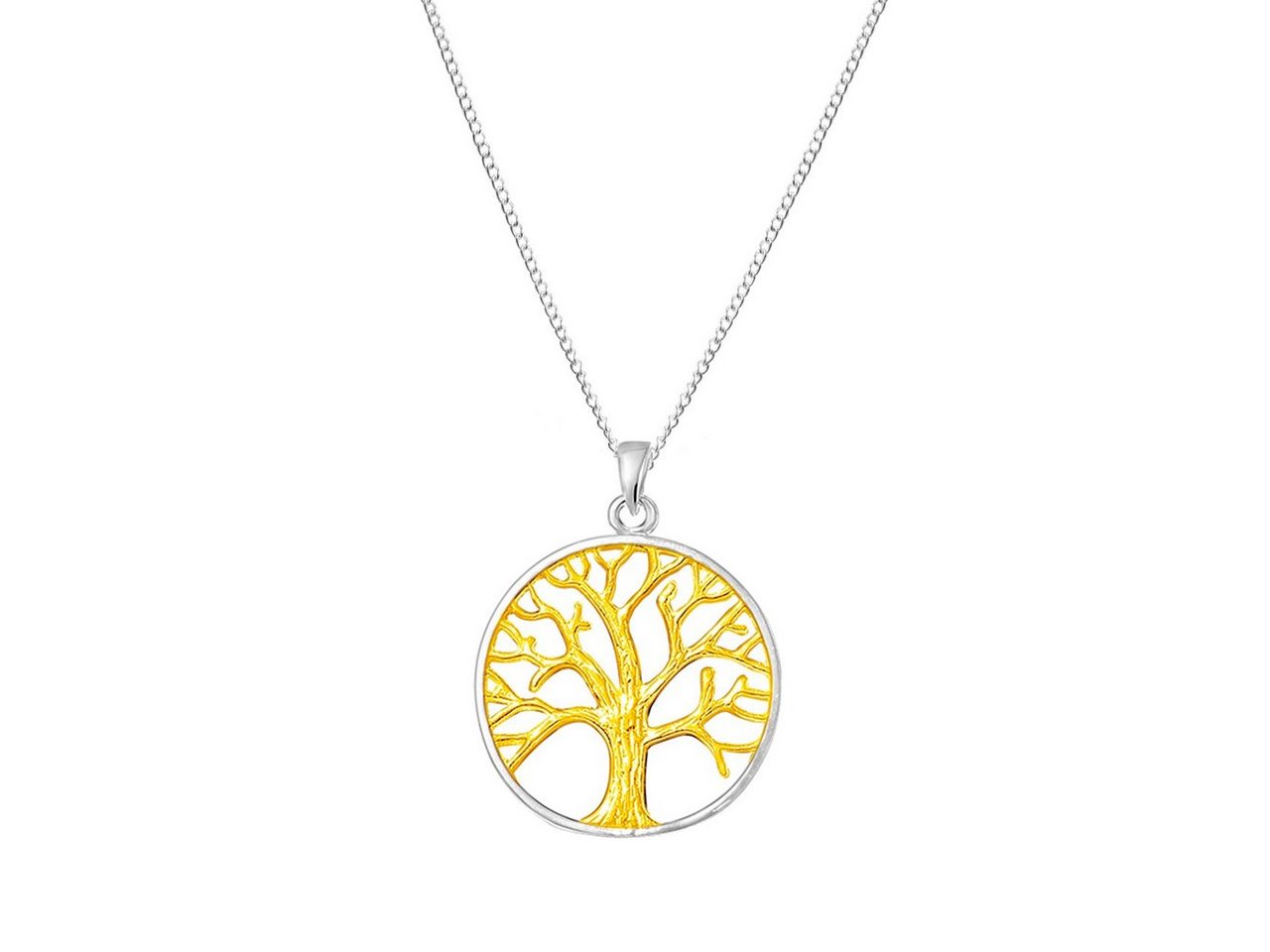 ALEXANDER YORK Kette mit Anhänger TREE OF LIFE Lebensbaum 925 Sterling Silber in Gold, 2-tlg., 925 Sterling Silber von ALEXANDER YORK