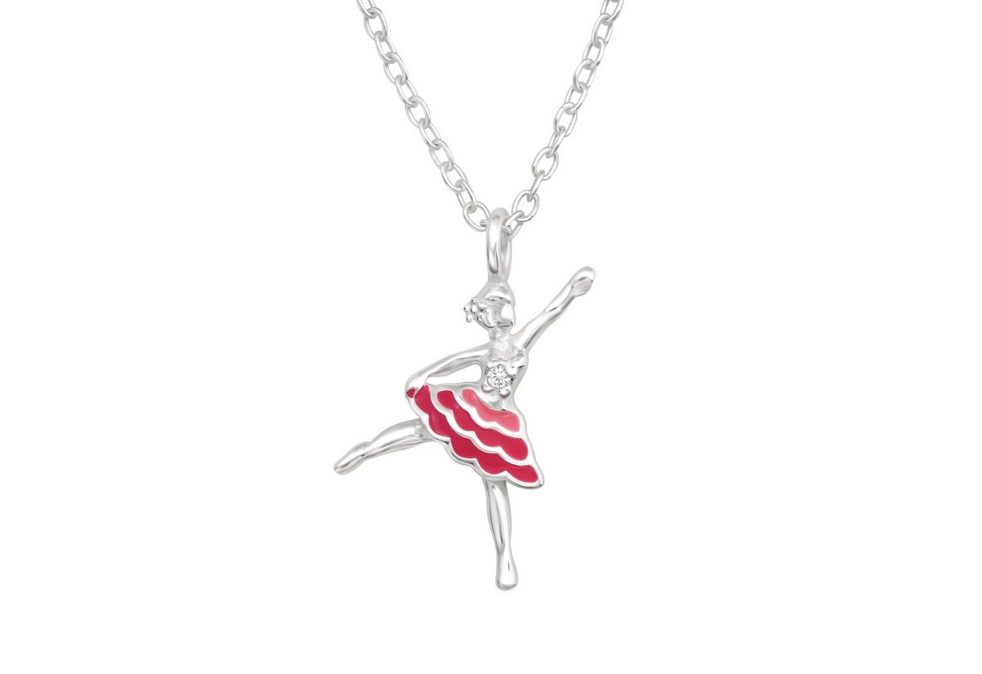 ALEXANDER YORK Kette mit Anhänger BALLERINA rot Kristall weiß, 2-tlg., 925 Sterling Silber von ALEXANDER YORK