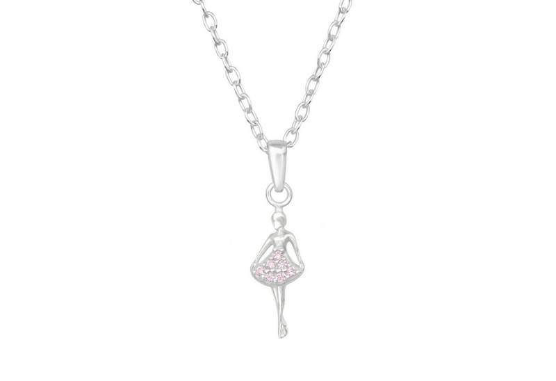 ALEXANDER YORK Kette mit Anhänger BALLERINA Zirkonia rosa, 2-tlg., 925 Sterling Silber von ALEXANDER YORK