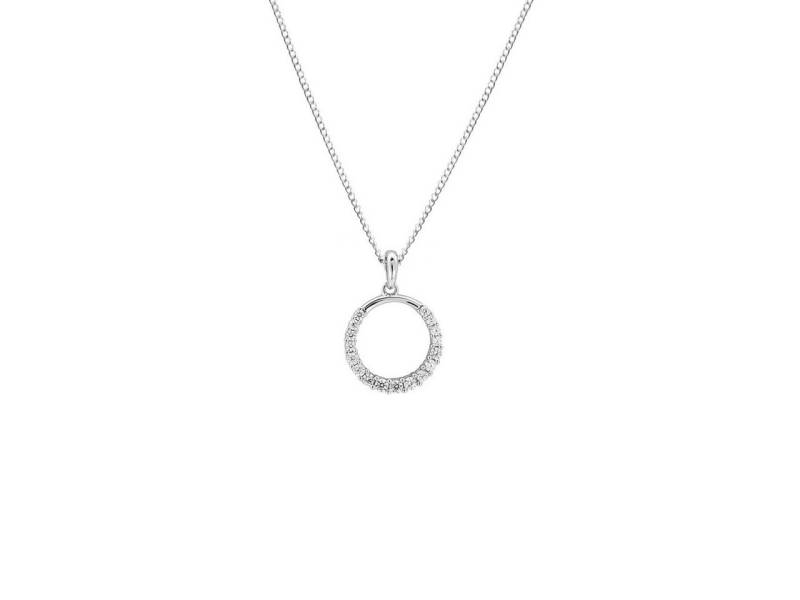 ALEXANDER YORK Kette mit Anhänger CIRCLE ZIRKONIA rhodiniert, 2-tlg., 925 Sterling Silber von ALEXANDER YORK