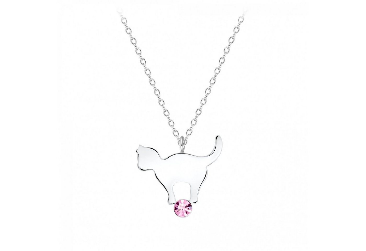 ALEXANDER YORK Kette mit Anhänger KATZE stehend Kristall rose, 2-tlg., 925 Sterling Silber von ALEXANDER YORK