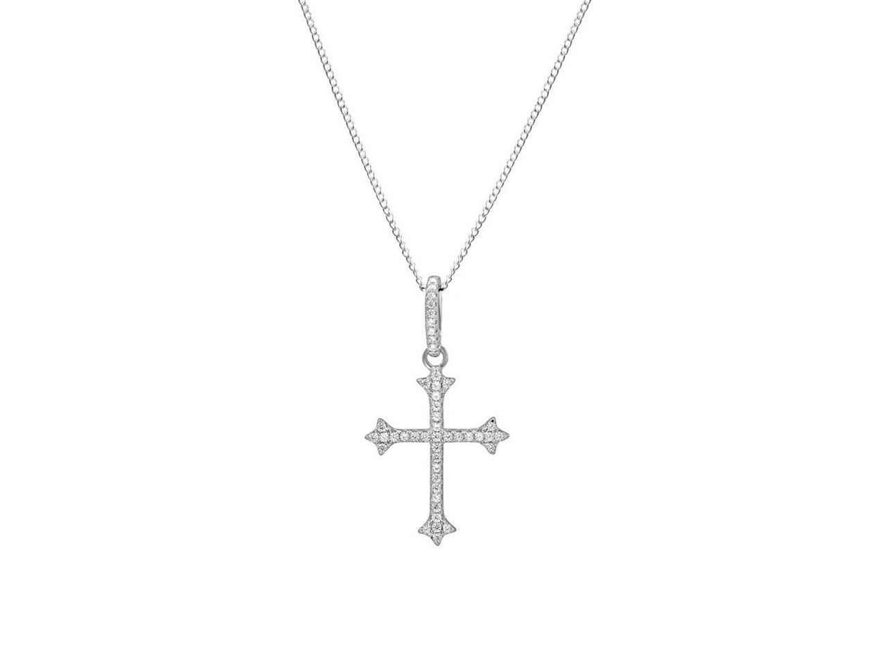 ALEXANDER YORK Kette mit Anhänger KREUZ mit Zirkonia, 2-tlg., 925 Sterling Silber von ALEXANDER YORK