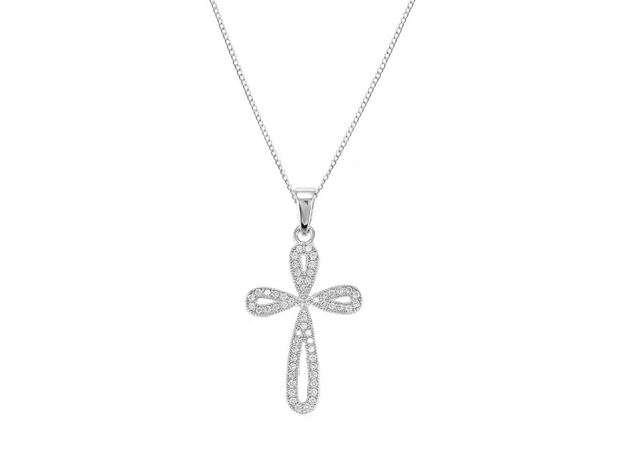 ALEXANDER YORK Kette mit Anhänger KREUZ mit Zirkonia, 2-tlg., 925 Sterling Silber von ALEXANDER YORK