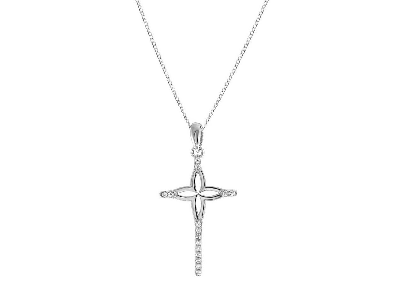 ALEXANDER YORK Kette mit Anhänger KREUZ mit Zirkonia, 2-tlg., 925 Sterling Silber von ALEXANDER YORK