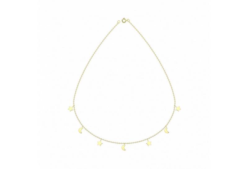 ALEXANDER YORK Kette mit Anhänger PLÄTTCHEN-MOND und STERNE in Gold, 925 Sterling Silber von ALEXANDER YORK