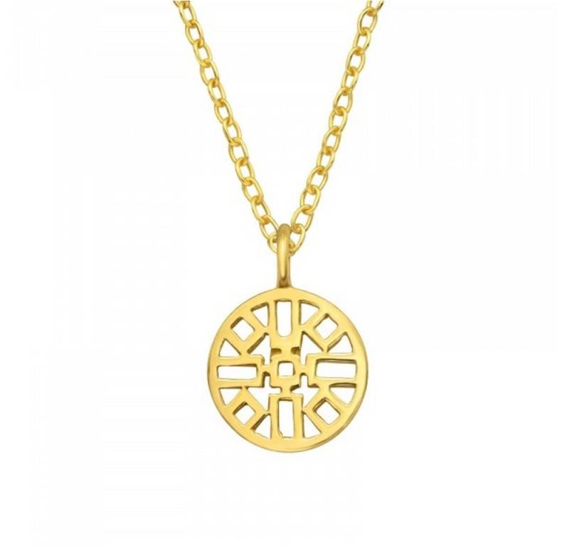 ALEXANDER YORK Kette mit Anhänger PLÄTTCHEN gemustert in Gold, 2-tlg., 925 Sterling Silber von ALEXANDER YORK