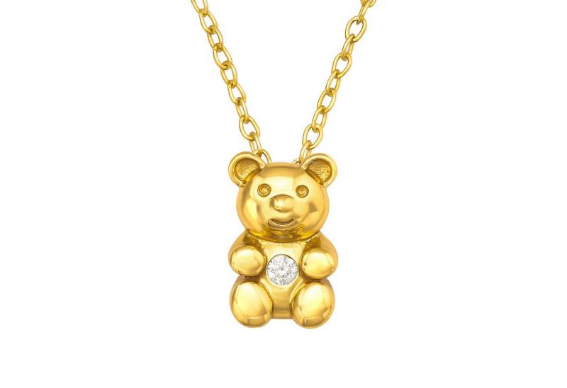 ALEXANDER YORK Kette mit Anhänger TEDDYBÄR in Gold Kristall weiß, 2-tlg., 925 Sterling Silber von ALEXANDER YORK