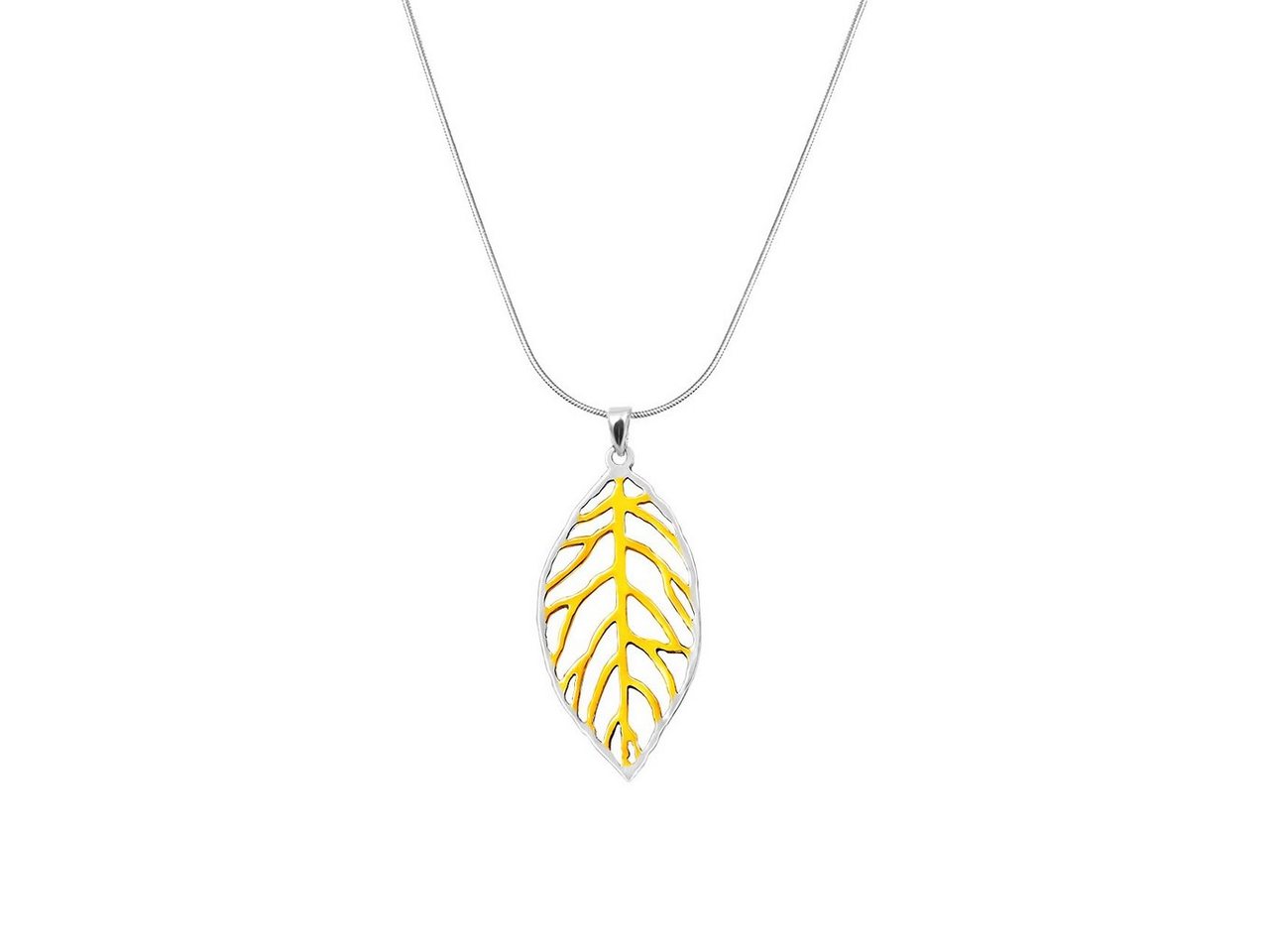 ALEXANDER YORK Kette und Anhänger Set LEAF in Gold, 2-tlg., 925 Sterling Silber von ALEXANDER YORK