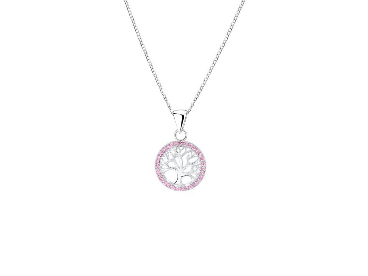 ALEXANDER YORK Kette und Anhänger Set TREE OF LIFE LEBENSBAUM Zirkonia pink, 2-tlg., 925 Sterling Silber von ALEXANDER YORK