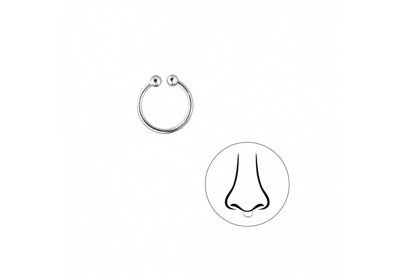 ALEXANDER YORK Nasenpiercing Septumring HUFEISEN 8 mm, 925 Sterling Silber von ALEXANDER YORK