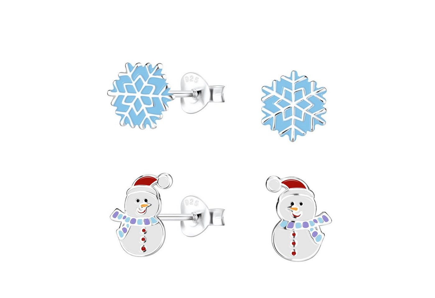 ALEXANDER YORK Ohrstecker-Set SCHNEEFLOCKE I SCHNEEMANN, 925 Sterling Silber von ALEXANDER YORK