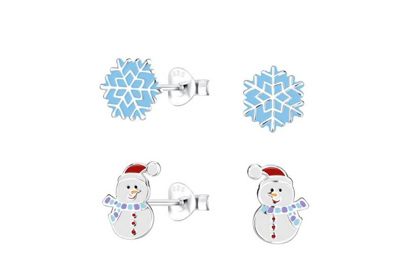 ALEXANDER YORK Ohrstecker-Set SCHNEEFLOCKE I SCHNEEMANN, 925 Sterling Silber von ALEXANDER YORK