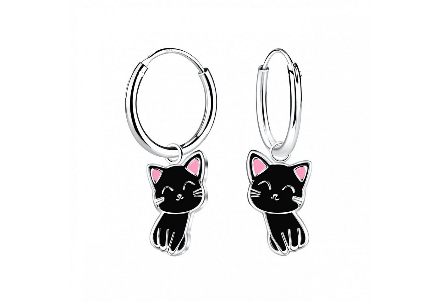 ALEXANDER YORK Paar Creolen Charm-KATZE schwarz sitzend, 2-tlg., 925 Sterling Silber von ALEXANDER YORK